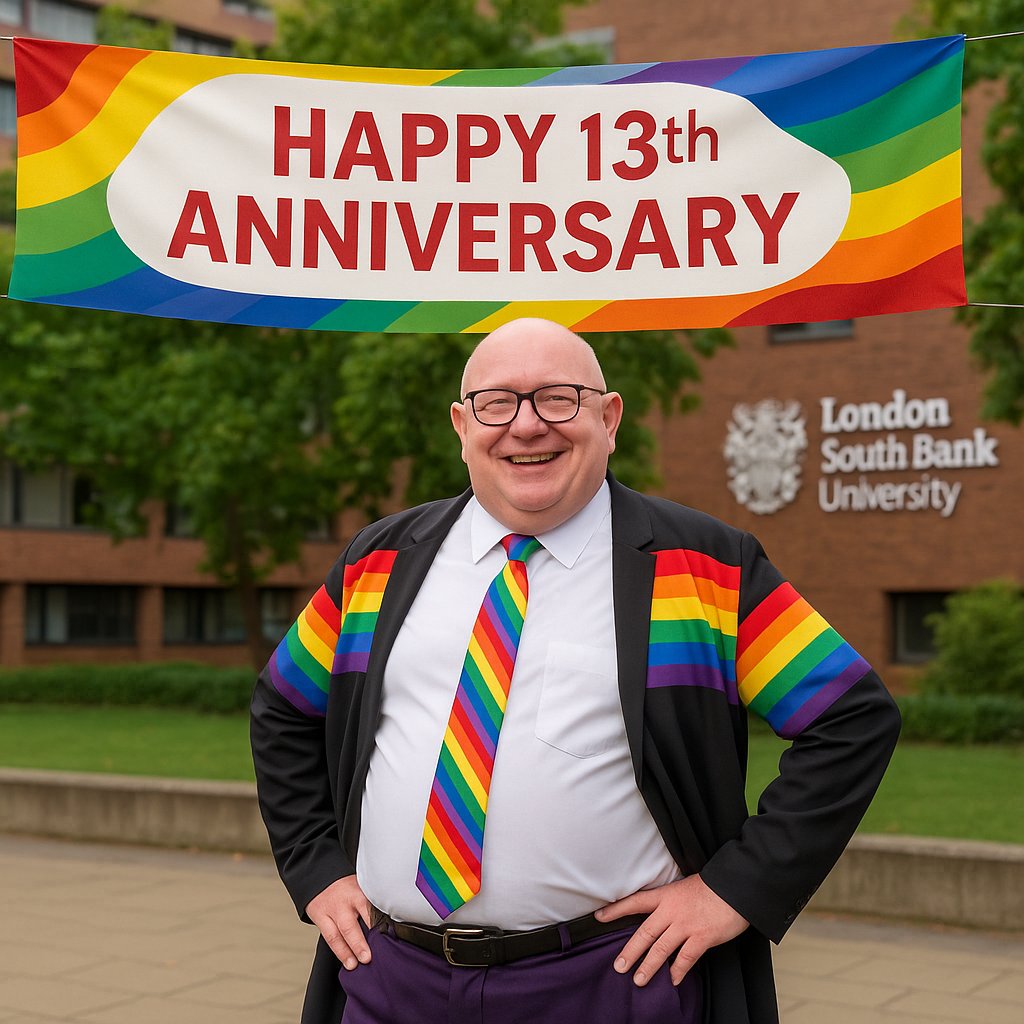Apparently today is my work anniversary - 13 years as part of the @lsbu team. 
So, as its Pride month I got <a href="/ChatGPTapp/">ChatGPT</a> t ocreate a celebration picture. #Workanniversary #Pridemonth #LSBU  #work