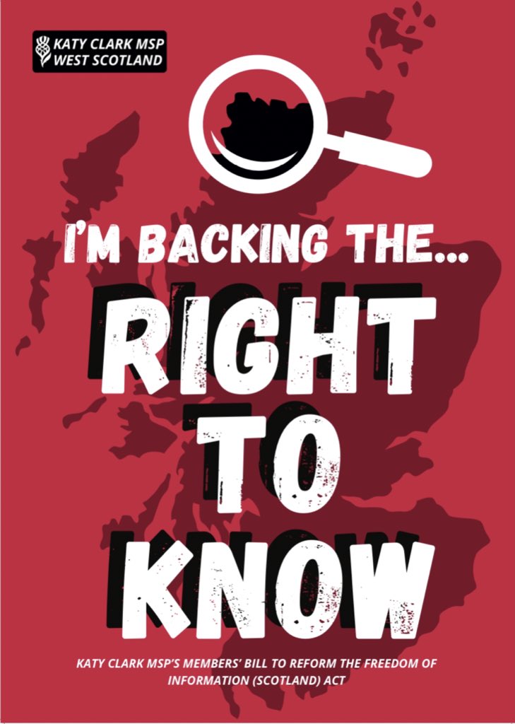 KatySClark's tweet image. I am delighted that my Members Bill to reform Freedom of Information has been introduced in the Scottish Parliament. I look forward to debating why freedom of information law needs reformed and FOI extended to outsourced public services.
