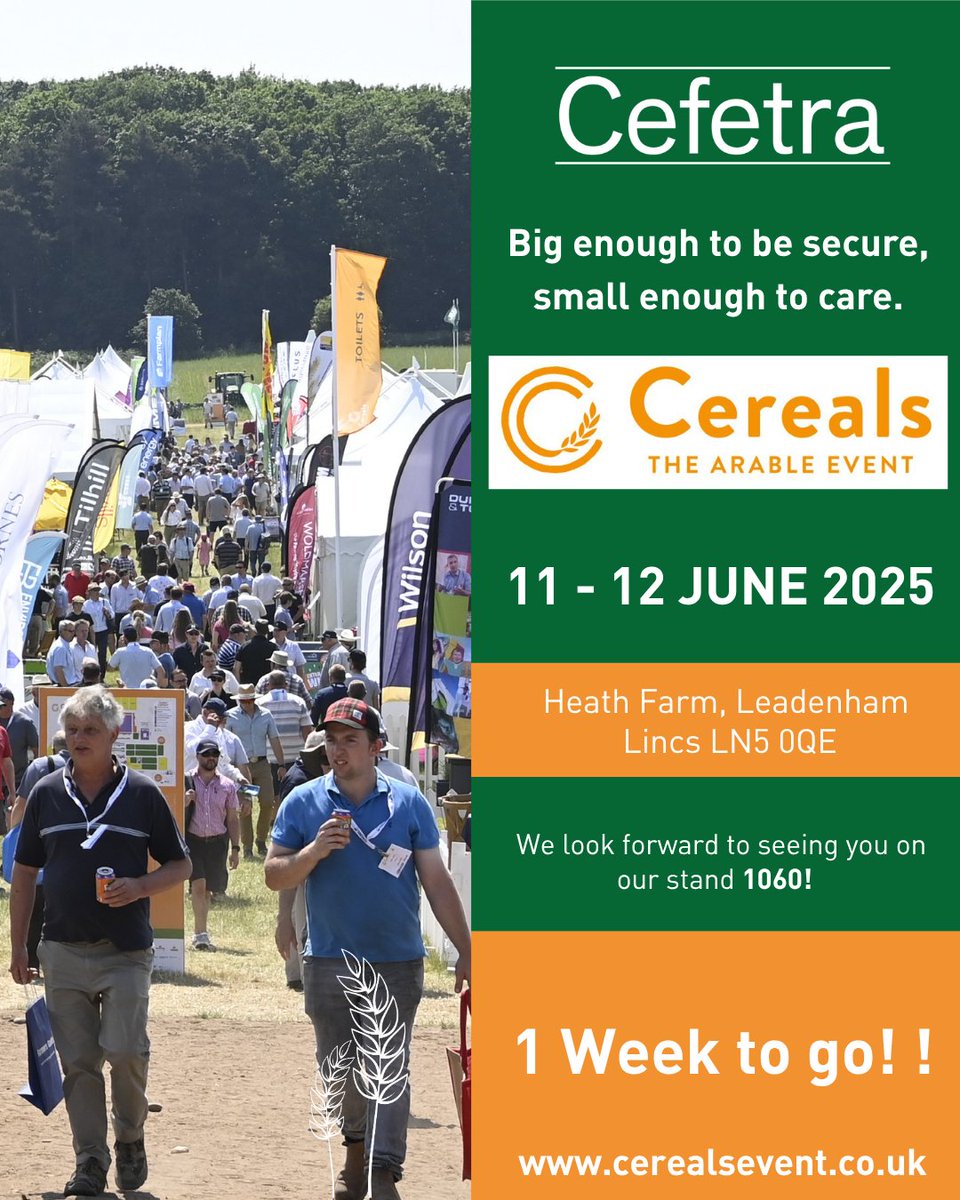 Cefetra Grain (@cefetra) on Twitter photo ๐๐ฎ๐ฌ๐ญ ๐จ๐ง๐ ๐ฐ๐๐๐ค ๐ญ๐จ ๐ ๐จ ๐ฎ๐ง๐ญ๐ข๐ฅ ๐๐๐ซ๐๐๐ฅ๐ฌ 2025!
Weโre nearly there and canโt wait to see you at Heath Farm, Lincs next week.
๐Find us at Stand 1060 โ stop by for a catch-up, hear whatโs new, and share whatโs happening on your farm.
Let the countdown begin! โณ ๐๐ฎ๐ฌ๐ญ ๐จ๐ง๐ ๐ฐ๐๐๐ค ๐ญ๐จ ๐ ๐จ ๐ฎ๐ง๐ญ๐ข๐ฅ ๐๐๐ซ๐๐๐ฅ๐ฌ 2025!
Weโre nearly there and canโt wait to see you at Heath Farm, Lincs next week.
๐Find us at Stand 1060 โ stop by for a catch-up, hear whatโs new, and share whatโs happening on your farm.
Let the countdown begin! โณ