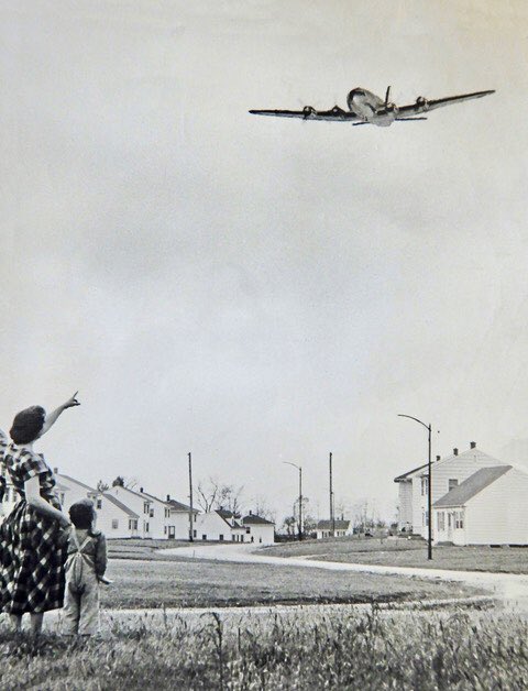 Dads signature manoeuvre was to fly over the house at day’s end to alert mom that he was home and would be home for dinner soon. You would not get away with that these days! This is a picture of mom and my little sister watching him in Cold Lake Alberta circa early 1950’s.