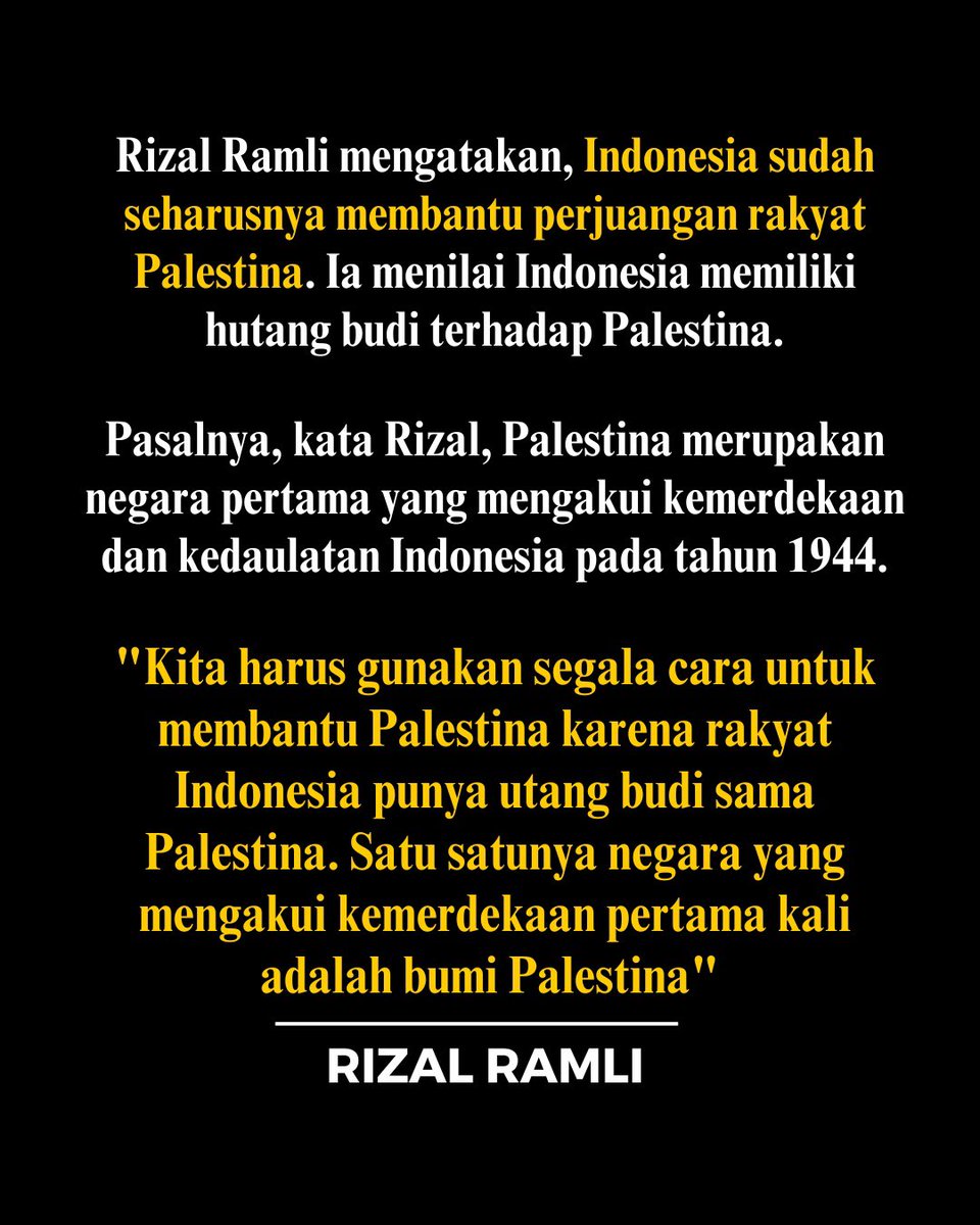 "Indonesia punya hutang budi kepada Palestina" Rizal Ramli

#RizalRamli #InisiatifRizalRamli #Palestina #Indonesia