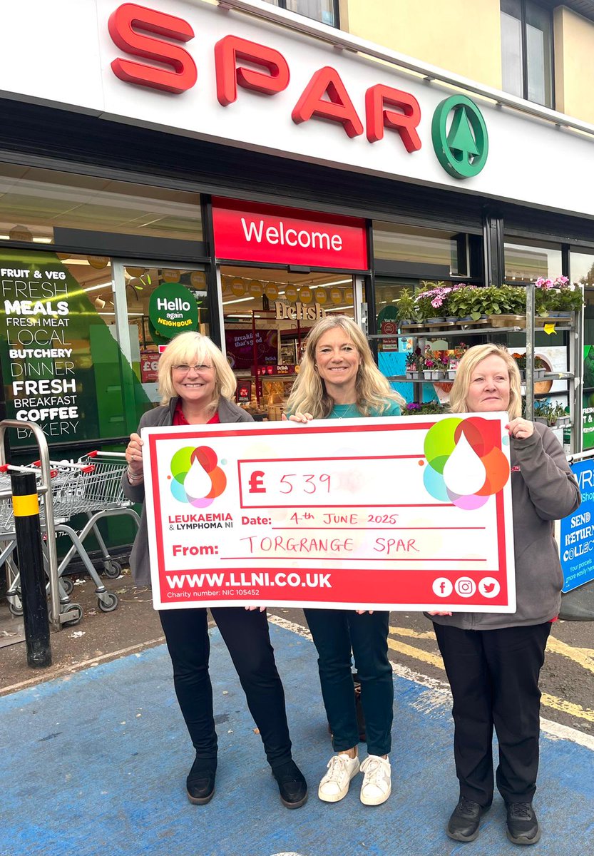 Today we're saying a big thank you to all the staff at the Holywood Torgrange Spar for their generous donation.

They took part in a coastal walk and held a bucket collection in store and raised a wonderful £539 for local blood cancer research.

#SupportingLocalCharity