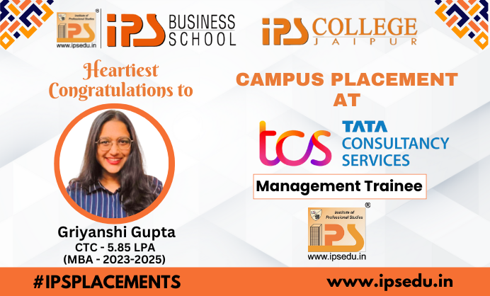 ipsjaipur's tweet image. Grace, grit, and growth — Griyanshi steps into the corporate world with her placement at TCS! IPS Business School celebrates yet another achiever!
#GriyanshiAtTCS #IPSBusinessSchool #TCSPlacement #WomenInHR #CareerMilestone #IPSAchiever #FutureHRLeader