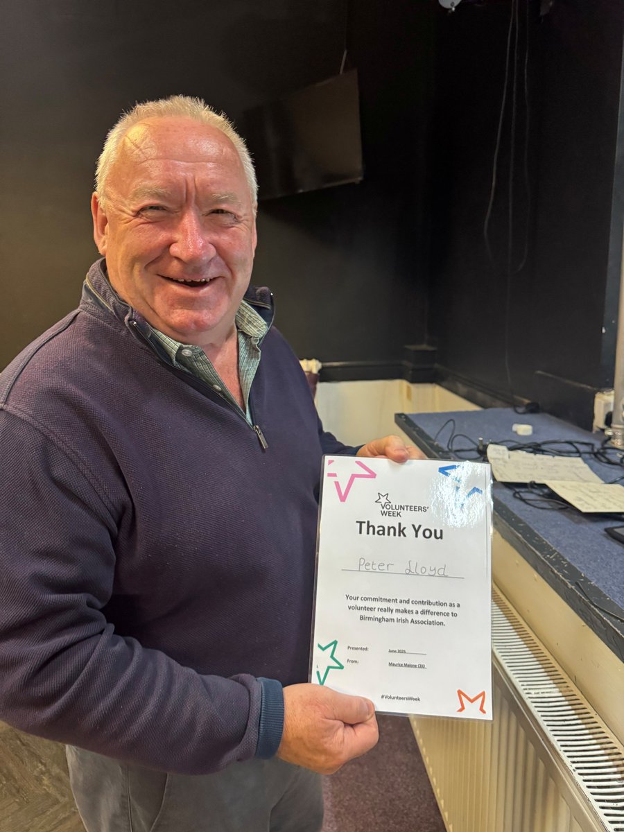 Birmingham Irish (@brumirish) on Twitter photo Here is Peter our wonderful Silver Surfers Volunteer receiving his Volunteer Week Certificate ✨ #VolunteersWeek
Thank you for everything you do Peter! We could not run the club without you 💚
<a href="/dfatirl/">Irish Foreign Ministry</a> <a href="/IrelandEmbGB/">Embassy of Ireland</a> Here is Peter our wonderful Silver Surfers Volunteer receiving his Volunteer Week Certificate ✨ #VolunteersWeek
Thank you for everything you do Peter! We could not run the club without you 💚
<a href="/dfatirl/">Irish Foreign Ministry</a> <a href="/IrelandEmbGB/">Embassy of Ireland</a>