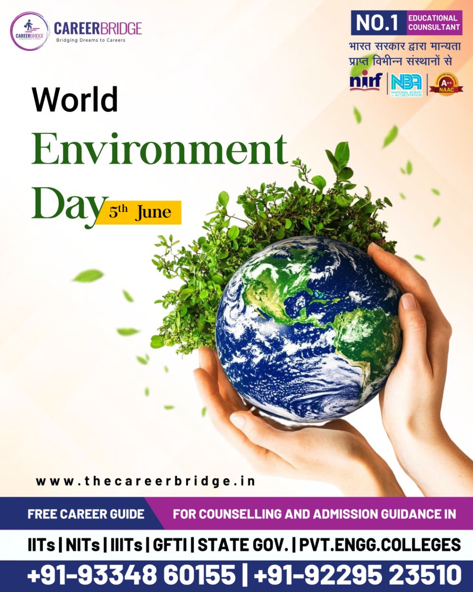 careerbridge12's tweet photo. 🌍 Happy World Environment Day from Career Bridge! 🌿

A better future starts with a better planet. At Career Bridge, we believe in guiding not just careers, but also values — like caring for our environment.

#WorldEnvironmentDay #CareerBridge #GreenFuture #EcoFriendlySteps https://t.co/0r7HRMhp1S