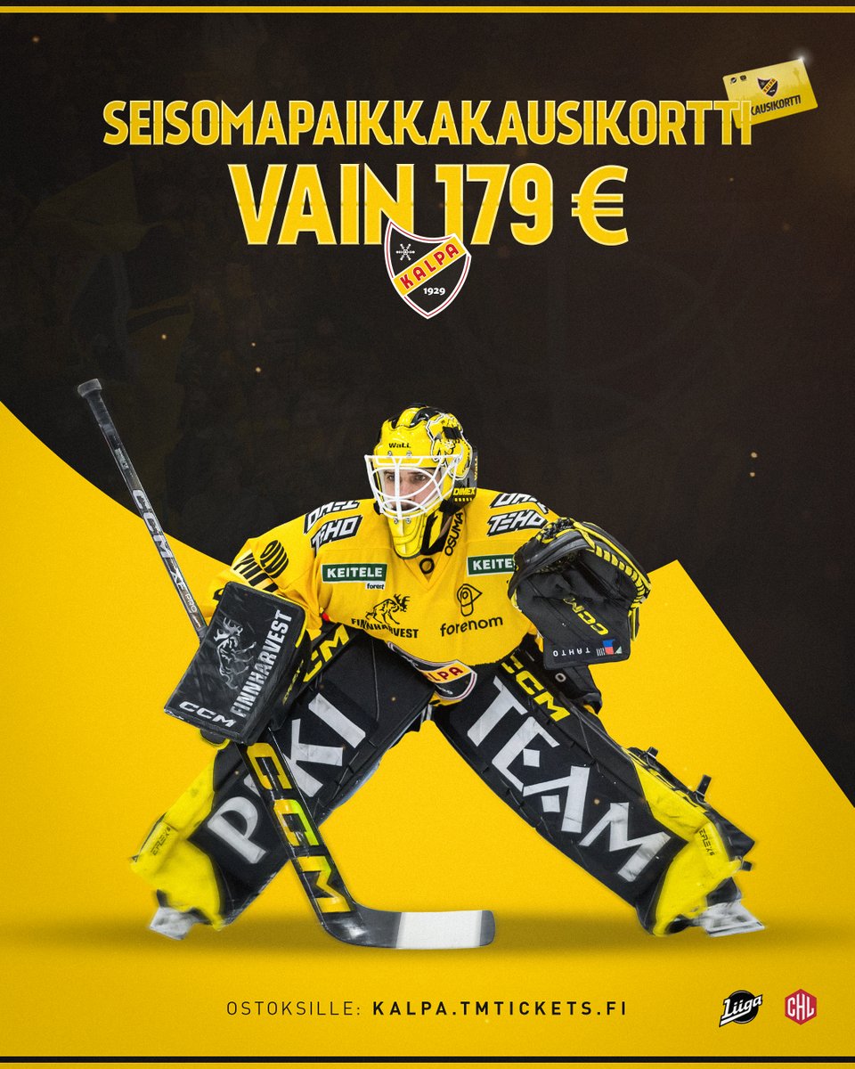 Seisotko sinäkin tukenamme jälleen syksyllä? 🔥

179 € -tarjoushintaiset seisomapaikkakausarit (norm. 219 €) Liiga-kaudelle 2025–2026 ovat myynnissä KalPan lippukaupassa!

Ostoksille 👉 kalpa.tmtickets.fi

#KalPa #Liiga #Kuopio