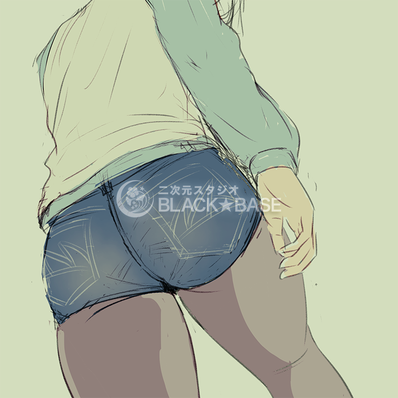 デニムホットパンツ尻ラフ。
（ちょっとムッチリし過ぎたかも😳）
