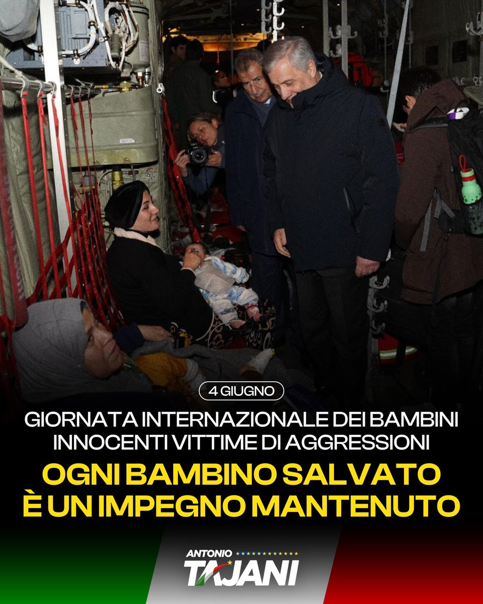 Nel giorno dedicato ai bambini vittime di aggressioni, rinnoviamo il nostro impegno al fianco dei più deboli. 

Prosegue il nostro impegno, grazie al grande lavoro del Ministero degli Esteri, per essere vicini ai più fragili e agli innocenti colpiti dalla violenza e dalle