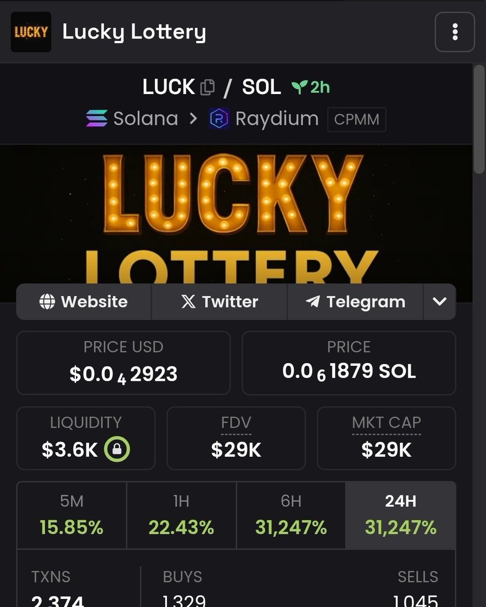 If @LuckywithSolana goes to 1M MC i'm giving away 0.5 $SOL each to 2 #lucky winners.

Drop your Adress below 😉🔥
#GIVEAWAY #Solana #SOL #SOLLOTTERY