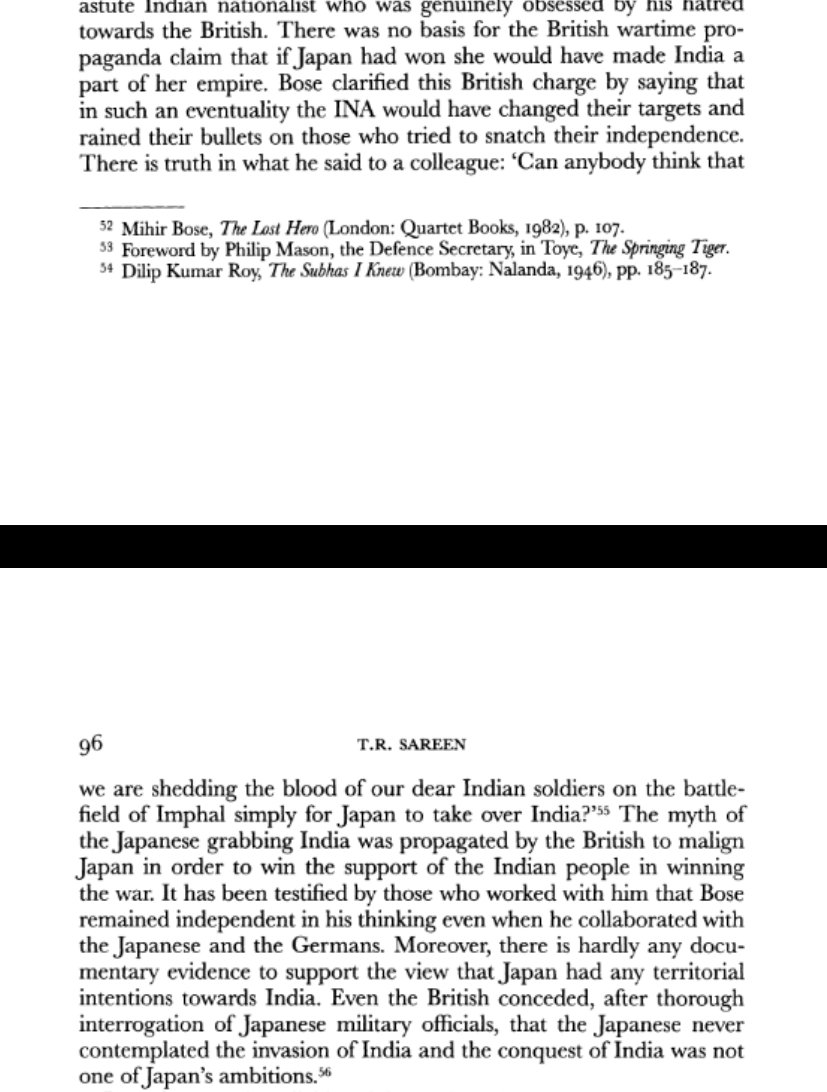 Subhas Chandra Bose said to a colleague, "Can anybody think that 
we are shedding blood of our dear Indian soldiers on battle
field of Imphal simply for Japan to take over India?"

~ T.R. Sareen in his article SUBHAS CHANDRA BOSE, JAPAN &amp; BRITISH IMPERIALISM 

or INA file no. 249