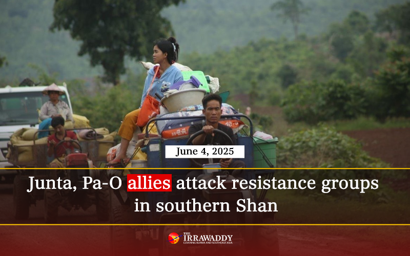 IrrawaddyNews's tweet photo. Some 1,000 regime and junta-allied Pa-O National Organization troops are attacking resistance positions on the border of Yawnghwe and Pekon townships in southern Shan State, forcing many villagers to flee, said Inle People’s Defense Force. (Photo: IPDF) #WhatsHappeningInMyanmar https://t.co/yuW6JQBDQX
