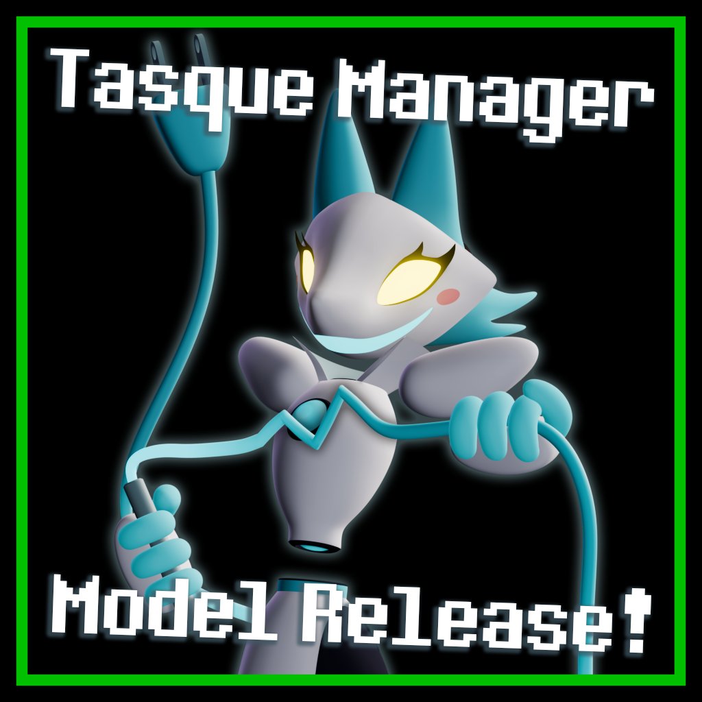In anticipation for the release of Deltarune, I'm finally making my Tasque Manager model/avatar purchasable from my shop!

I will also be holding a sale: 40% off for one week!

Code: DELTARUNE2025

You can get her here:
loneeevee.gumroad.com/l/TasqueManager
loneeevee.booth.pm/items/6950879
#vrchat