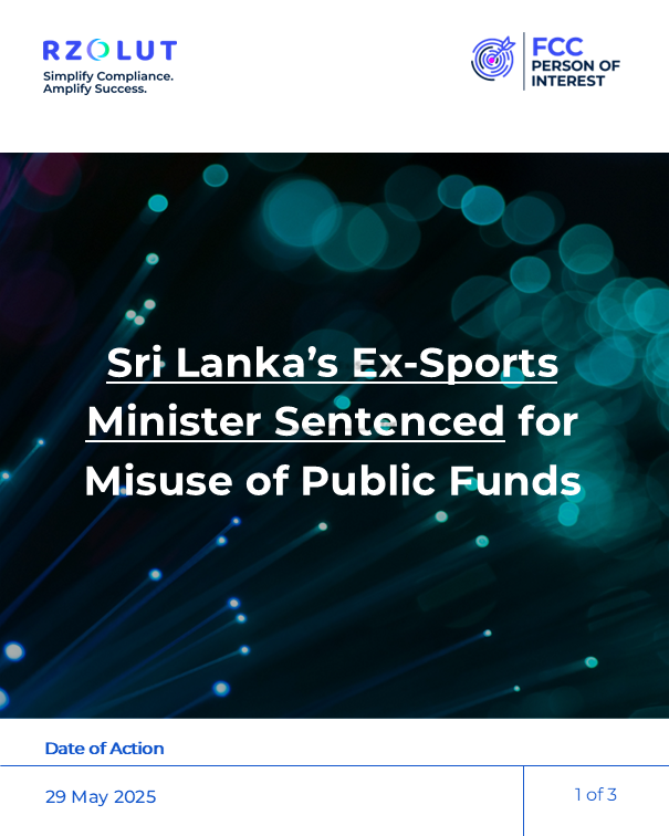 RzolutL's tweet image. On May 29, 2025, Mahindananda Aluthgamage, Sri Lanka’s former Sports Minister, was sentenced to 20 years in prison &amp;amp; fined $2,000 after being found guilty of misusing $177,000 in state funds.

Click fcctimes.com/2025/05/30/for…

Visit rzolut.com/?utm_source=Tw…

#fraud #pep #adversemedia