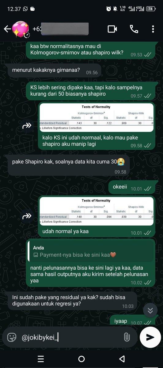 Software-nya bisa pake SPSS, Eviews, SmartPLS, Jamovi, JASP, python, R

Open joki responden juga yaa dan bisa request hasilnya aman semua uji, jadi ga takut kalo dosen ngecek gformnya✨
#zonauang #jokiresponden #jokiskripsi