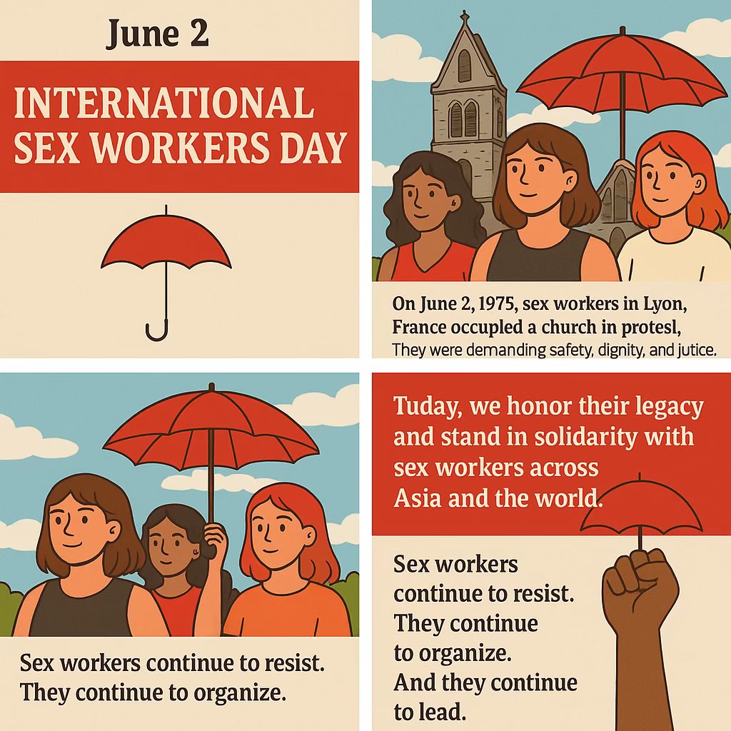 apnsw's tweet image. 🔴 June 2 was International Sex Workers Day.
In 1975, sex workers in Lyon, France occupied a church to protest police violence and injustice.
Their courage sparked a global movement.
Today, we honor that legacy and continue the fight for rights, safety, and dignity.
#APNSW