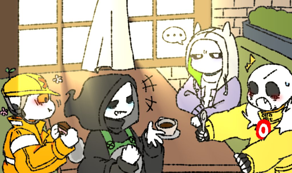 Cafe time!
#AUバンドパロディ #dustsans #horrorsans #killersans #reapersans