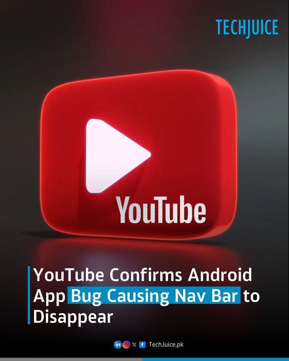 TechJuicePk's tweet image. YouTube Bug Disrupts Android Navigation.

A bug in the YouTube Android app is causing the bottom navigation bar to disappear for many users, first reported in the U.S. and now affecting regions like Europe, India, and beyond.

#YouTube #AppBug #TechNews #Android #UserExperience