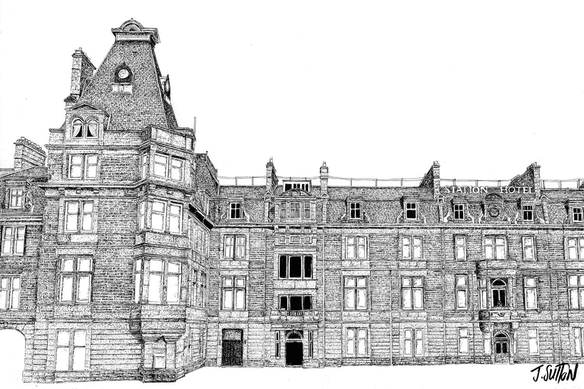 Station Hotel, A4.

Now sadly lost to time and neglect but it was a great challenge to get to draw this auld beauty.

It was also lovely to be part of a nice sneaky surprise for a brilliant couple. 

🚆✍️❤️