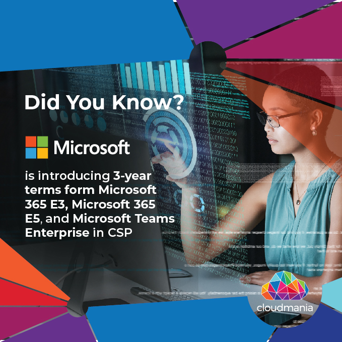 🚨 Big news for CSP partners! Microsoft now offers 3-year terms for:
✅ M365 E3
✅ M365 E5
✅ Teams Enterprise

With Cloudmania, you get:
- In-country billing
- Sales &amp; technical support
- Partner enablement

Let’s grow together! 

#Microsoft365 #Cloudmania #CSP #ChannelPartners