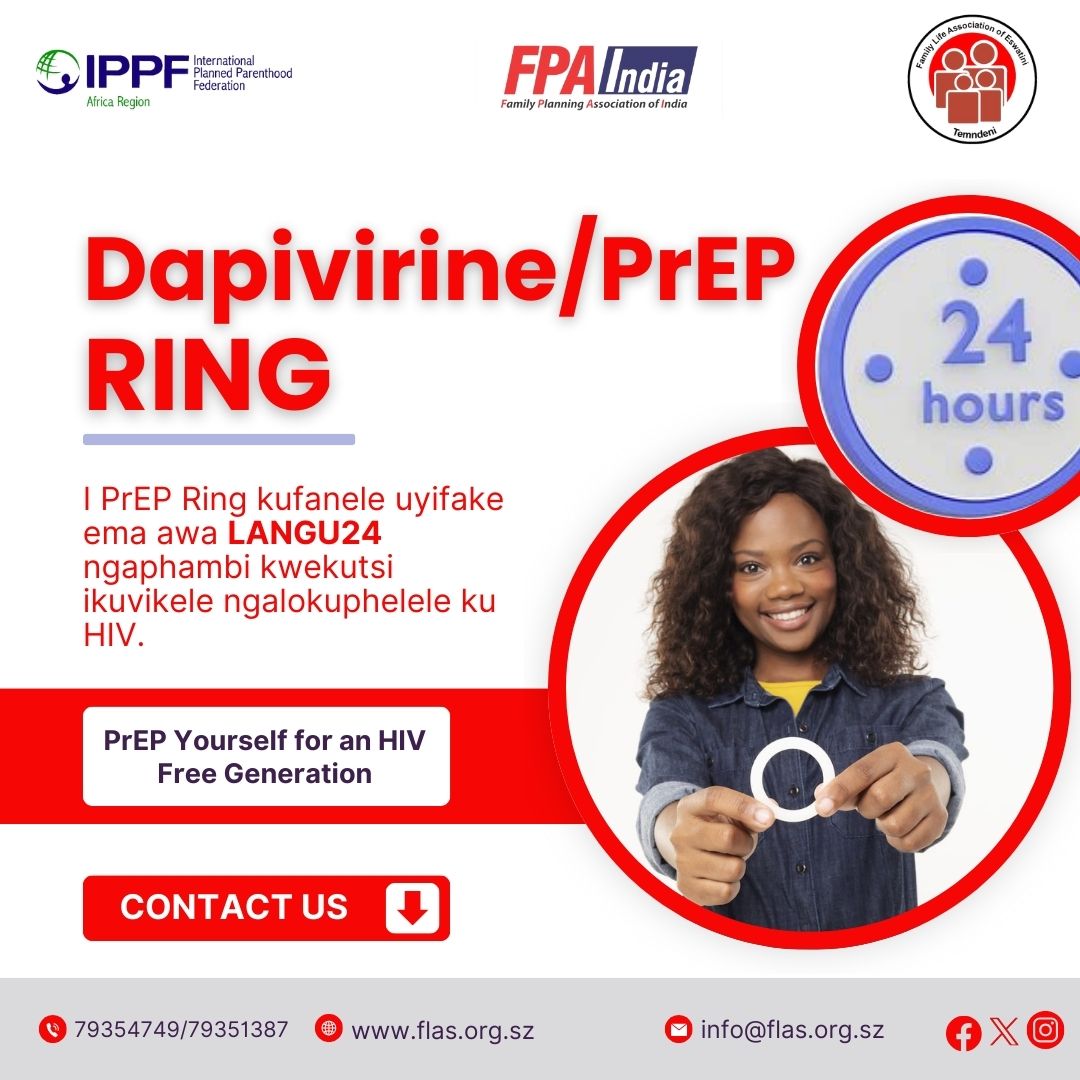 I PrEP Ring kufanele uyifake ema awa langu 24 ngaphambi kwekutsi ikuvikele ngalokuphelele ku HIV.
#PrEPYourselfForAnHIVFreeGeneration
#ChoosePrEP
#Temndeni