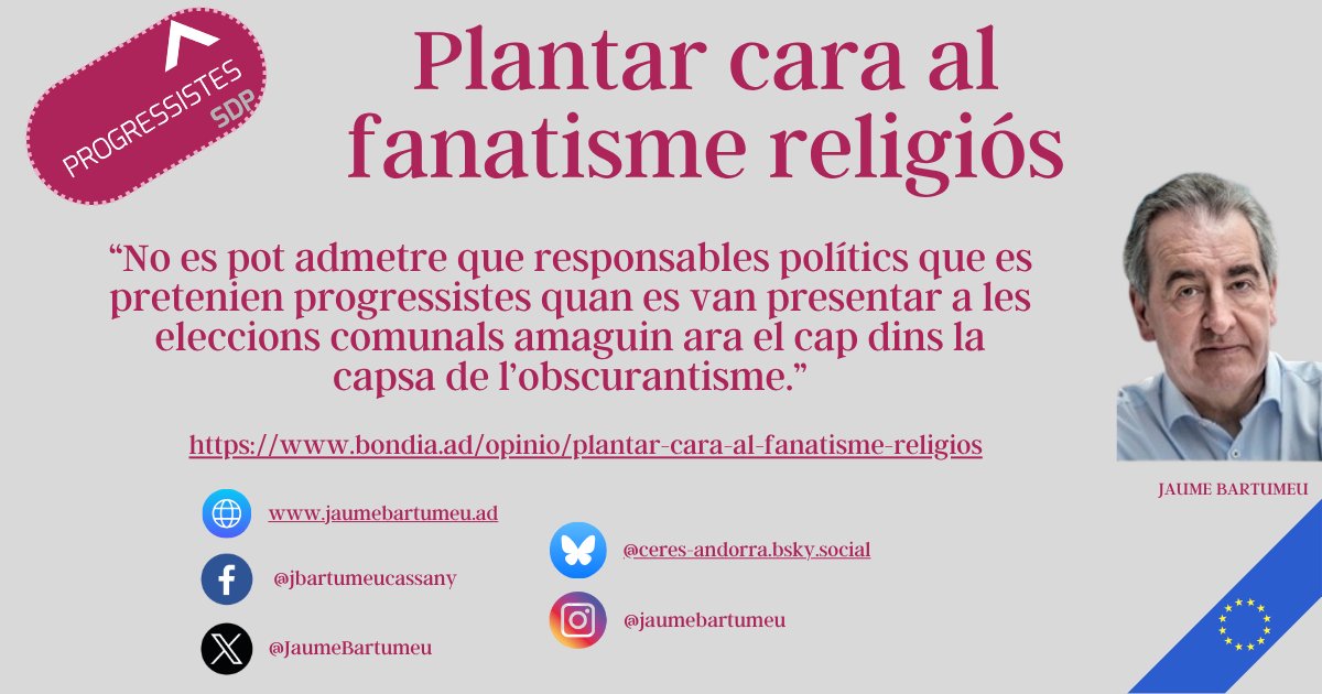 Progressistes-SDP (@sdp_ad) on Twitter photo 🗣️ En política cal coherència: dir i fer han d’anar de bracet.
🧱 La censura no protegeix, ens ofega. S’ha censurat la llibertat! Això sí que fa por.
bondia.ad/opinio/plantar… 🗣️ En política cal coherència: dir i fer han d’anar de bracet.
🧱 La censura no protegeix, ens ofega. S’ha censurat la llibertat! Això sí que fa por.
bondia.ad/opinio/plantar…
