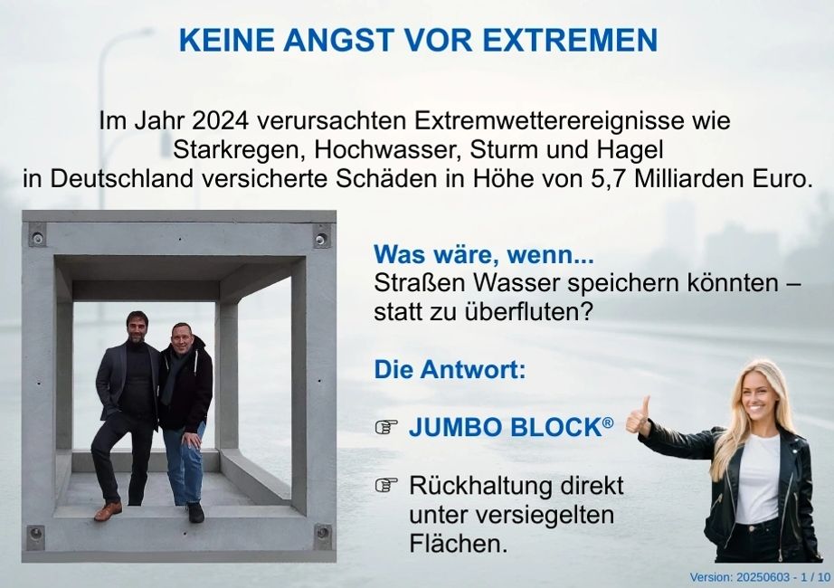 jumboblock_de's tweet image. NEU: Die JUMBO BLOCK® Präsentation „KEINE ANGST VOR EXTREMEN“ ist online!
💧 Großvolumige Regenwasserspeicherung
🏗️ Unterirdisch, modular &amp;amp; belastbar F900
🌍 Anpassung, die funktioniert

Jetzt anschauen &amp;amp; weitergeben:
jumboblock.org/.cm4all/uproc.…

#JUMBOBLOCK #Starkregen