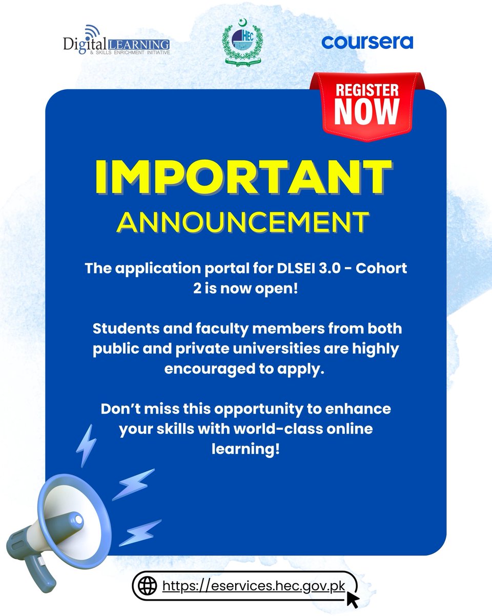 National College of Arts (NCA) (@ncaofficials) on Twitter photo DLSEI 3.0 Cohort 2 applications are now open!
NCA faculty, staff and students are encouraged to apply and may reach out for support by emailing gohar.butt@nca.edu.pk
Apply now: eservices.hec.gov.pk
For More Information: dlsei.hec.gov.pk DLSEI 3.0 Cohort 2 applications are now open!
NCA faculty, staff and students are encouraged to apply and may reach out for support by emailing gohar.butt@nca.edu.pk
Apply now: eservices.hec.gov.pk
For More Information: dlsei.hec.gov.pk