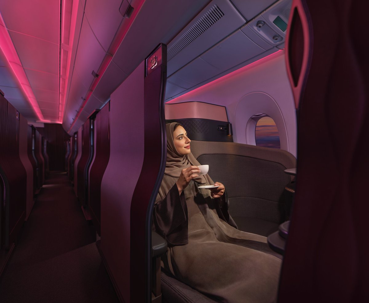 Designed for productivity, comfort, and privacy- Qsuite takes travel to new heights.

#QatarAirways