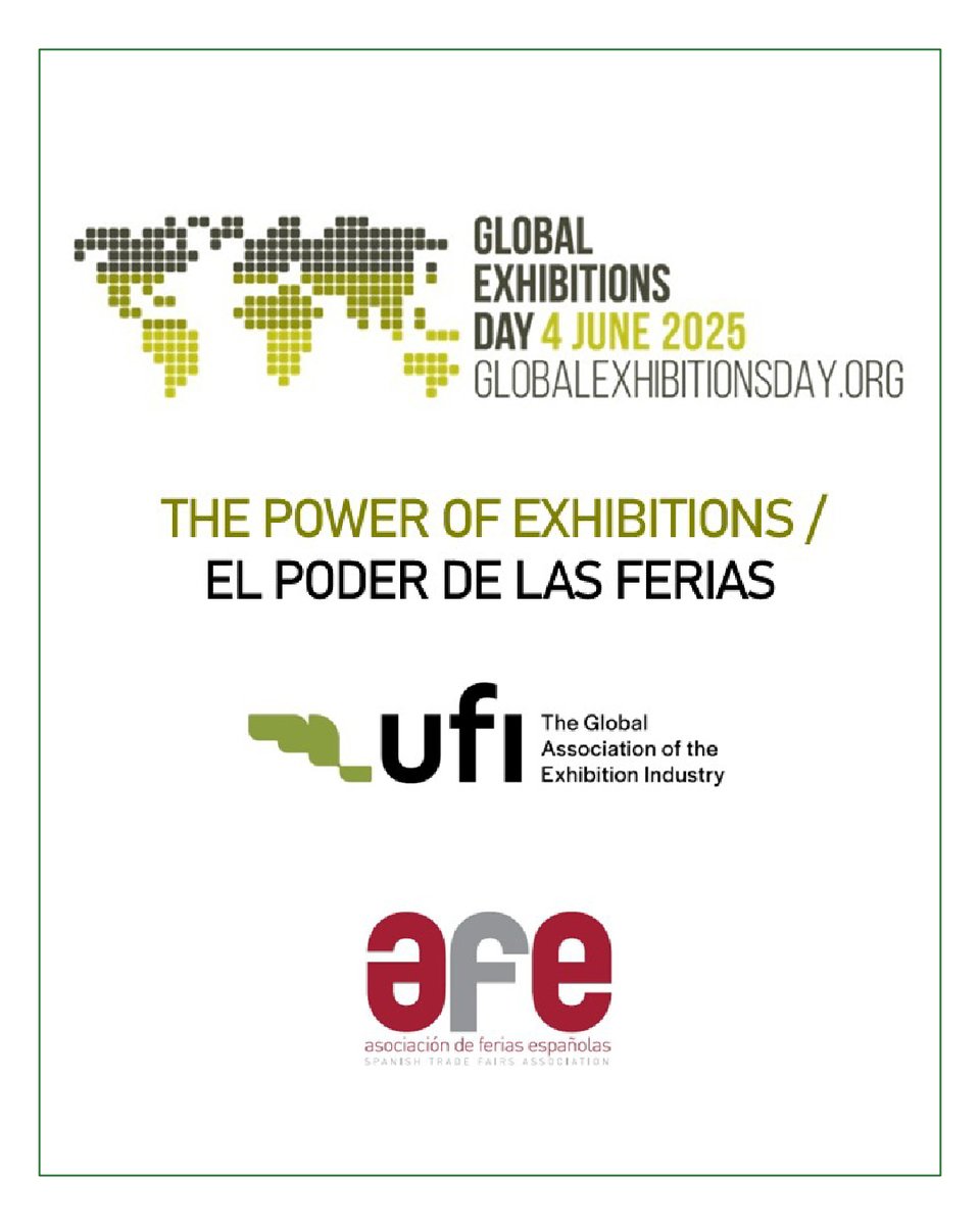 🌍 ¡El sector ferial español celebra el Global Exhibitions Day 2025!

📊 445 ferias en 2024
👥 7,5M de visitantes
💼 60.100 expositores
💶 13.000M€ de impacto económico

Las ferias liberan el potencial de sectores y empresas.
#GlobalExhibitionsDay #Networking