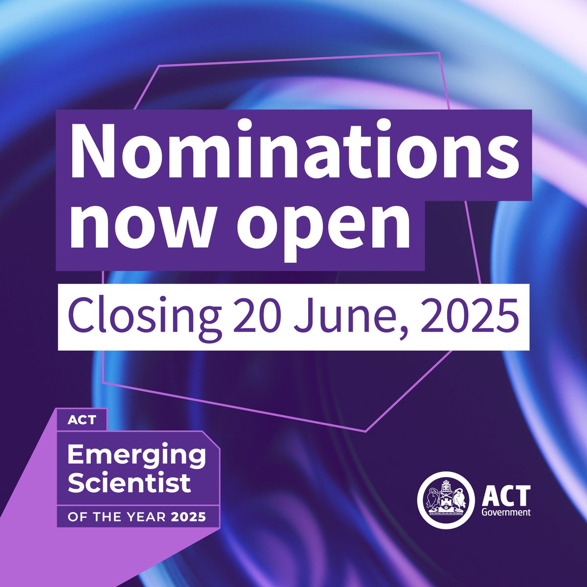 Are you or someone you know an early-career researcher? 🌟
Nominate someone now for the ACT Emerging Scientist of the Year Award and celebrate contributions to knowledge and innovation in the ACT🧬🔭

🔗act.gov.au/community/hono…