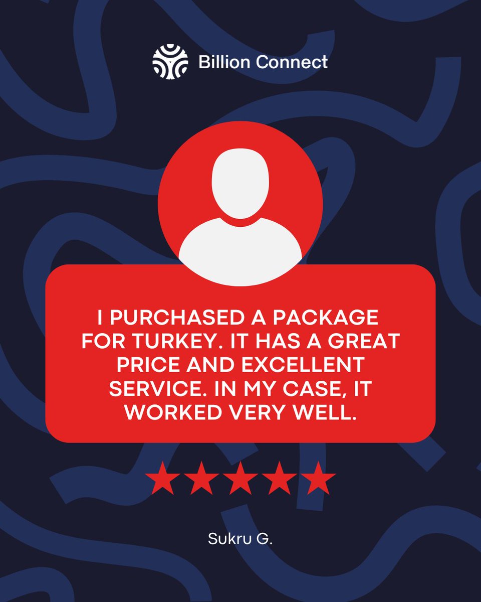 🌍 Travel to Turkey with the confidence of staying connected at all times 
💸 We offer affordable plans, reliable coverage, and a service designed for you to enjoy sure you have fast, secure internet from the moment you land — with no hassles or surprises
📲 With BillionConnect