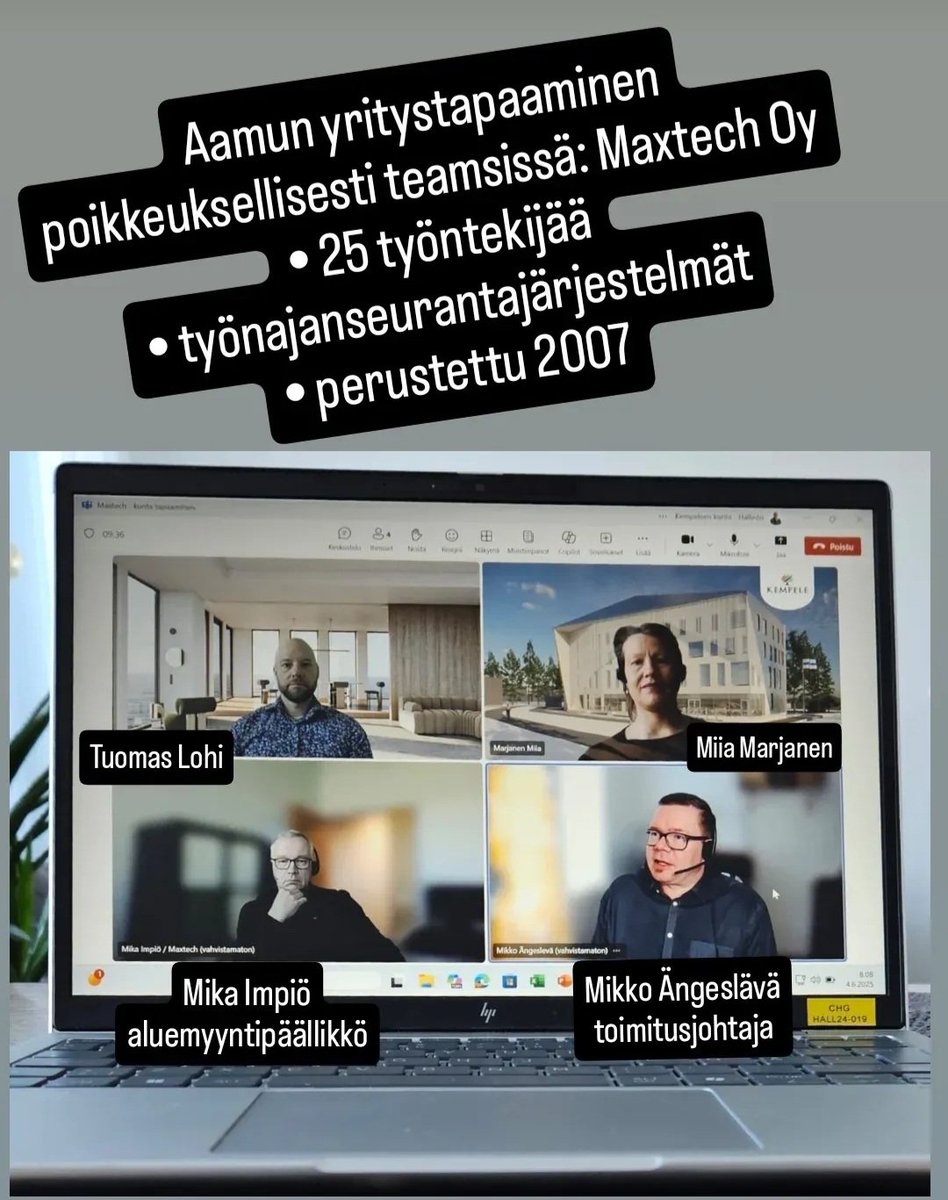 Päivän yritysvierailu siirtyi Teamsiin, mutta se ei menoa haitannut. Kempeleen Vihikarissa toimiva Maxtech on erikoistunut työhallinnan järjestelmiin teollisuuteen, julkiselle sektorille ja siivousalalle. Yritys työllistää 25 henkilöä. 👍 <a href="/KempeleenKunta/">Kempeleen kunta</a>