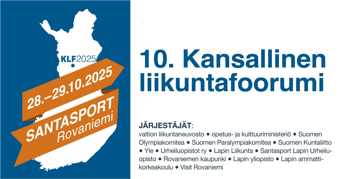 Liikuntafoorumin 2025 ohjelma on julkaistu ja ilmoittautuminen avattu!

Tutustu foorumin ohjelmaan ja ilmoittaudu mukaan Lapin Liikunnan internetsivuilla: lapinliikunta.com/kansallinen-li…
#liikunta #urheilu #liikkuminen #liikuntafoorumi #liikuntapolitiikka