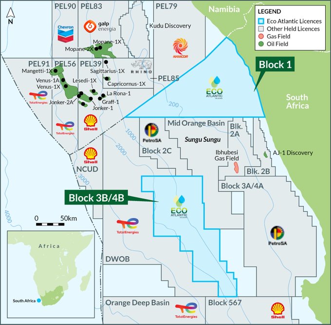 <a href="/EcoAtlantic_OG/">Eco Atlantic Oil & Gas</a> has secured formal approval from the South African government for both the Exploration Right and the Section 11 transfer, granting its subsidiary Azinam a 75% working interest and operatorship of Block 1 offshore South Africa #ECO Covering 19,929km² in the Orange