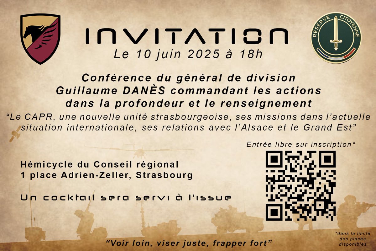 Inscrivez-vous pour retrouver le #CAPR lors d’une conférence le 10 juin 2025 à 18h à l’Hémicycle du conseil régional de Strasbourg.
 
Entrée libre sur inscription : form.jotform.com/251253822188054