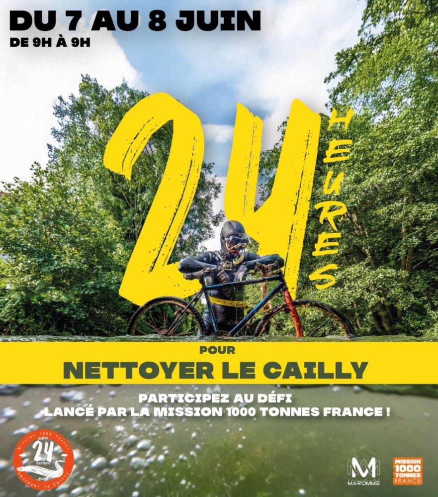 Dans le cadre de la journée mondiale des océans le samedi 7 juin 2025 avec l’organisation par l’association Mission 1000 tonnes et les représentants Marommais se sont lancé le défis d’organiser 24h de nettoyage de la rivière du Cailly sur jusqu’au dimanche 8 juin 9h.