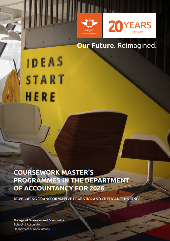 UJAccountancy's tweet photo. COURSEWORK MASTER’S PROGRAMMES IN THE DEPARTMENT OF ACCOUNTANCY FOR 2026

🟠MCom (Computer Auditing)
🟠MCom (Finance)
🟠MCom (International Accounting)
🟠MCom (South African and International Taxation)

For more info visit: https://t.co/0yQuaf1eMr

#UJ #SOA #mastersdegree https://t.co/mioN5GIkkc