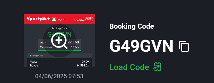 Sports analysis (@sportking00) on Twitter photo Wednesday Pick On Sportybet ๐๐
CODE ๐ G49GVN
DON'T snub ๐ซ๐ซ
Stake Responsibly ๐ ๐ ๐
<a href="/BET_MASTER208/">Bet Master</a> @betsenator <a href="/BETTER_TIPSX/">BETTERTIPS</a> <a href="/bettinghubgames/">BETTING HUB โญ๏ธ๐ซต๐ฝ</a> <a href="/BettingKrown/">BETTING KROWN</a> @jethro_oddz <a href="/lianatips/">LIANA</a> <a href="/Overflow00009/">Overflow</a> @teamgodfrey100 @SundayBellas <a href="/MegaproTips/">Megapro Tips</a> <a href="/MichaelEdinam/">Edinam Michael</a> Wednesday Pick On Sportybet ๐๐
CODE ๐ G49GVN
DON'T snub ๐ซ๐ซ
Stake Responsibly ๐ ๐ ๐
<a href="/BET_MASTER208/">Bet Master</a> @betsenator <a href="/BETTER_TIPSX/">BETTERTIPS</a> <a href="/bettinghubgames/">BETTING HUB โญ๏ธ๐ซต๐ฝ</a> <a href="/BettingKrown/">BETTING KROWN</a> @jethro_oddz <a href="/lianatips/">LIANA</a> <a href="/Overflow00009/">Overflow</a> @teamgodfrey100 @SundayBellas <a href="/MegaproTips/">Megapro Tips</a> <a href="/MichaelEdinam/">Edinam Michael</a>