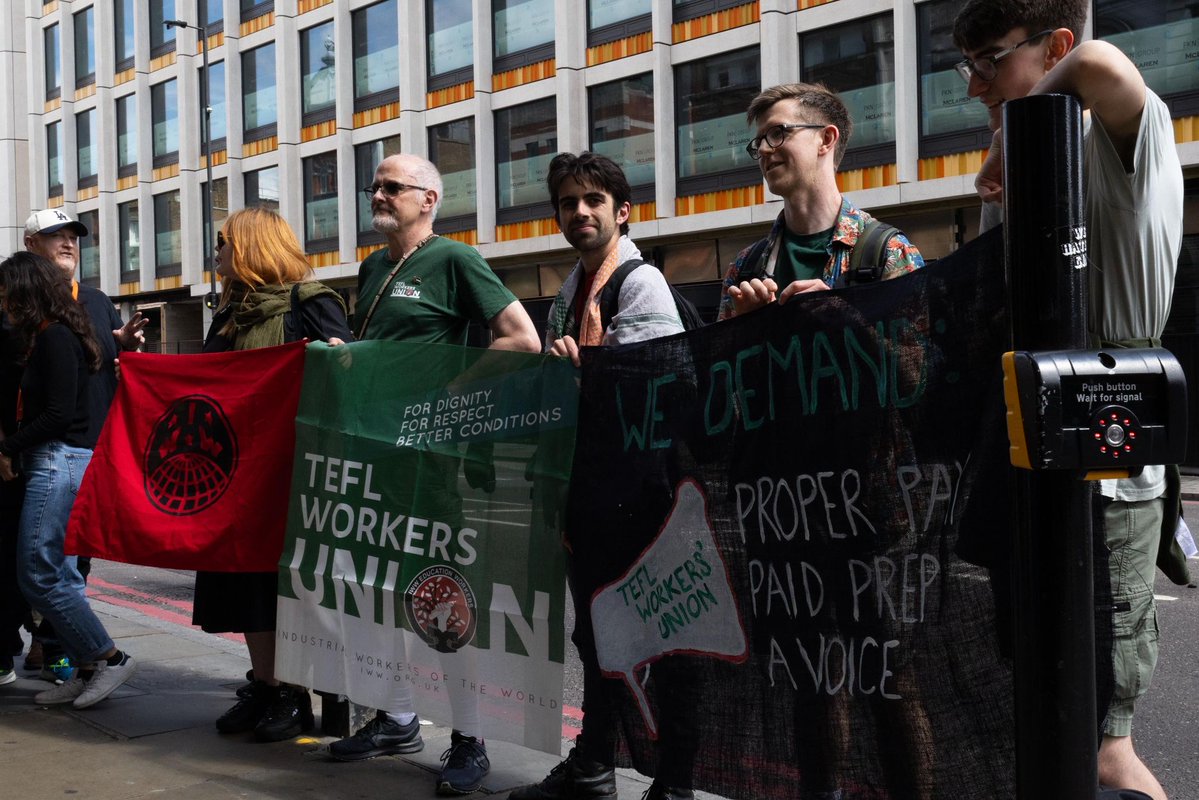 TEFL Workers' Union (@teflunion) on Twitter photo Imagine going out on your lunch break and finding your fellow #IWW members outside with food and banners to congratulate you on forming your #union.
That's what awaited the <a href="/ECEnglish/">EC English</a> teachers last Friday and we couldn't be more proud of them. #solidarity. Imagine going out on your lunch break and finding your fellow #IWW members outside with food and banners to congratulate you on forming your #union.
That's what awaited the <a href="/ECEnglish/">EC English</a> teachers last Friday and we couldn't be more proud of them. #solidarity.