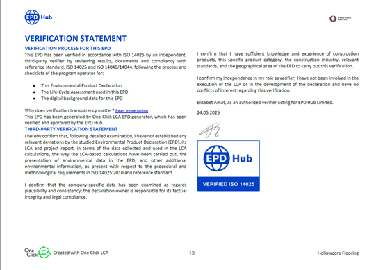 Industry first: Oranmore Precast has the UK’s signed &amp; verified EPD for Hollowcore Flooring! Live on @EPD_Hub, ISO 14025 approved. Thanks <a href="/OneClickLCA/">One Click LCA</a> for the LCA muscle. Transparent, low-carbon concrete is here. Benchmark set.  #EPD #Hollowcore #Sustainability