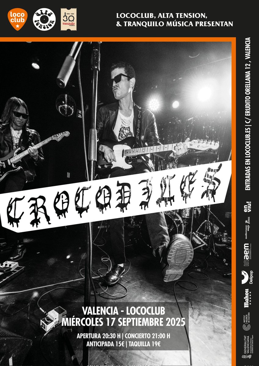 Crocodiles, 17 de septiembre en Loco Club.
Entradas a la venta: bit.ly/3FyQz8G