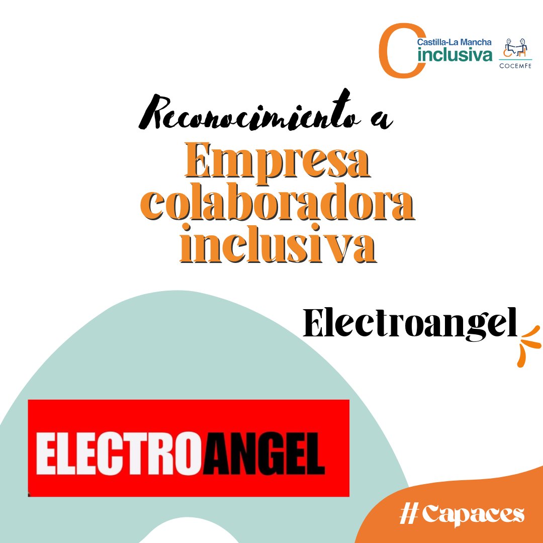 🌟 El Reconocimiento a Empresa Colaboradora Inclusiva en la #GalaCapaces2025 es para ELECTROANGEL (Albacete) 
💼 Desde 2014 apuestan por la inclusión laboral con 4 personas con discapacidad en su equipo.
🌈 Gracias por demostrar que la inclusión enriquece a todos.