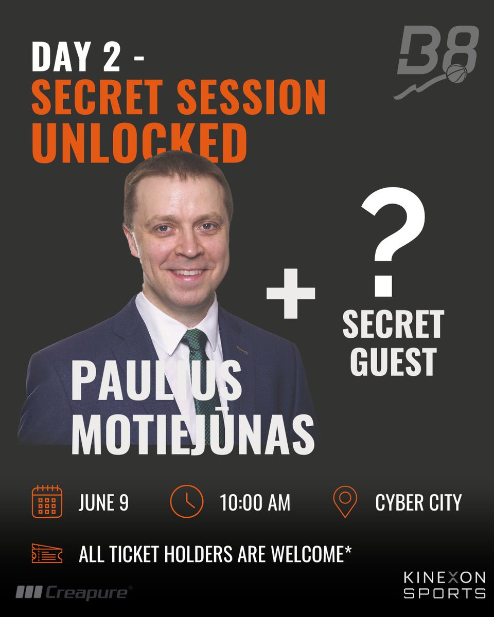 B8summit's tweet image. ๐จ SECOND DAY. UNEXPECTED. UNMISSABLE. ๐จ
B8 Summit 2025 adds Day 2 โ June 9 at Cyber City!
๐ค Paulius Motiejลซnas + secret guest
๐ฌ Open Q&A
โ
Free for ALL ticket holders (yes, even STANDARD!)
๐ฒ Register via b8summit.com
#B8Summit2025 #Vilnius #BasketballBusiness