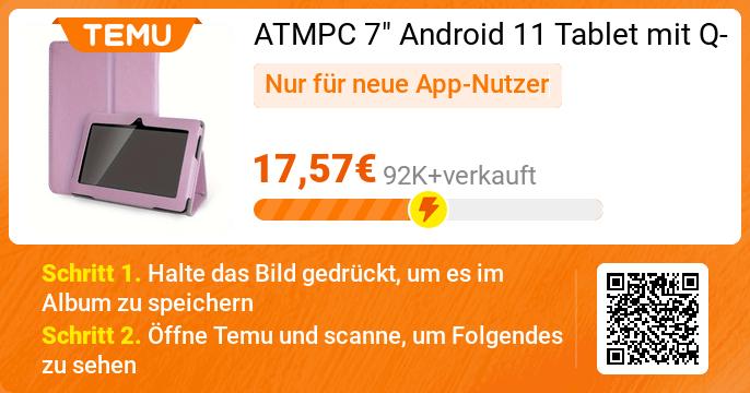 temustar's tweet image. 🚀 Kompakt &amp;amp; kraftvoll:
ATMPC 7" Android 11 Tablet mit HD Display, 2GB RAM, 32GB ROM, OTG, Kamera &amp;amp; Hülle – perfekt für Arbeit, Medien &amp;amp; mehr.
🎨 In elegantem Lila &amp;amp; nur 17,57€!

🔗 temu.to/k/e2ulu251zw3

#AndroidTablet #TemuDeals #TechGadget #Produktivität #TabletLila
