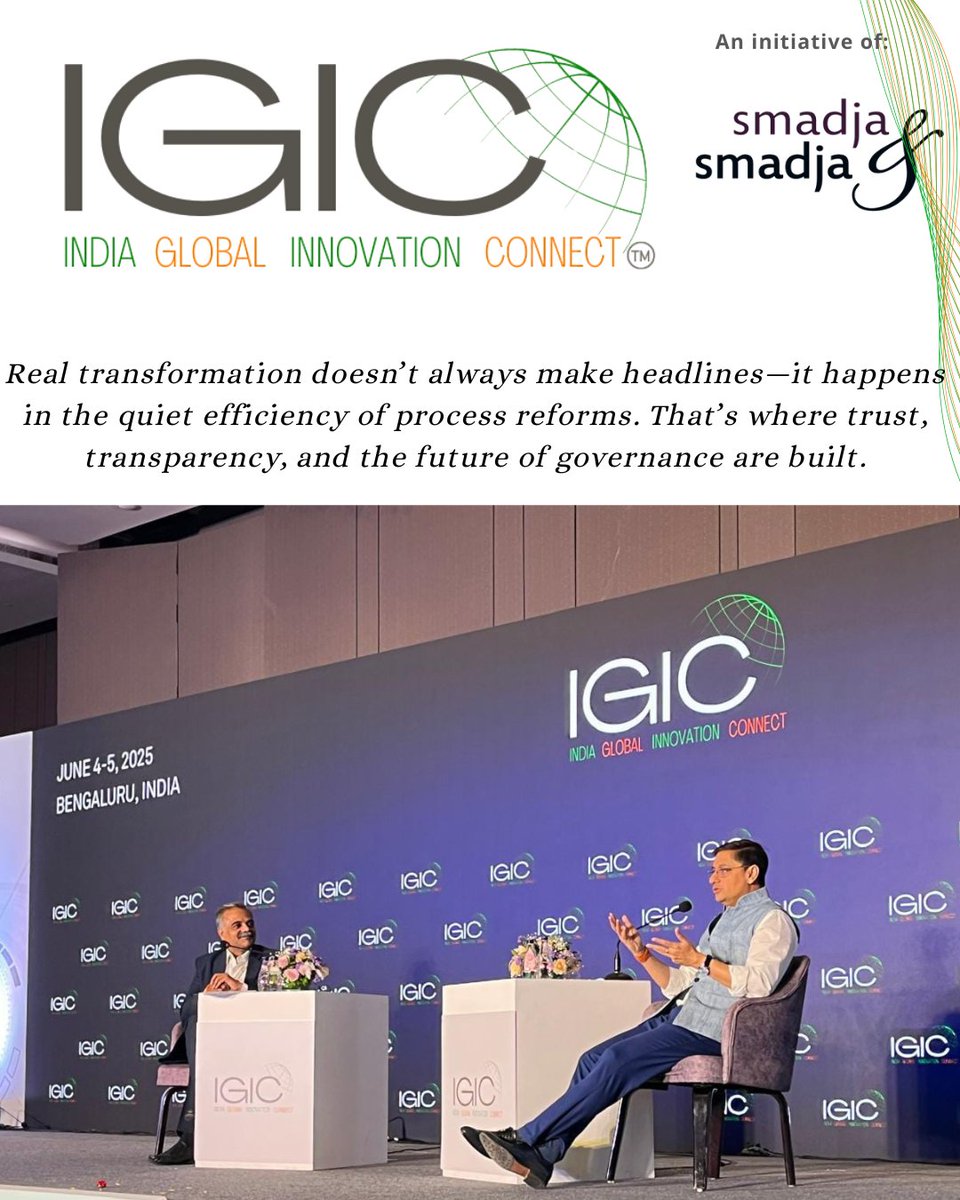India Global Innovation Connect (@ininin3i) on Twitter photo The Invisible Reforms Powering #ViksitBharat 🇮🇳
At #IGIC2025, <a href="/sanjeevsanyal/">Sanjeev Sanyal</a> & sanjeevgupta unpacked the silent engines of India’s transformation—process reforms.
A true masterclass in public systems thinking.
#PolicyInnovation #Governance #DigitalIndia #IGIC #FutureOfIndia The Invisible Reforms Powering #ViksitBharat 🇮🇳
At #IGIC2025, <a href="/sanjeevsanyal/">Sanjeev Sanyal</a> & sanjeevgupta unpacked the silent engines of India’s transformation—process reforms.
A true masterclass in public systems thinking.
#PolicyInnovation #Governance #DigitalIndia #IGIC #FutureOfIndia