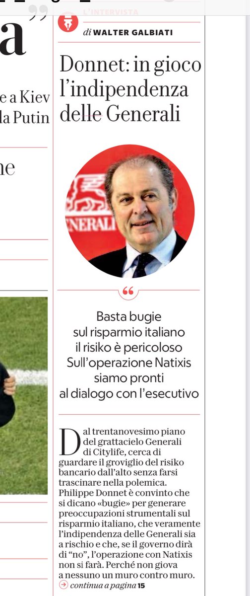 Con questa intervista a <a href="/repubblica/">Repubblica</a> Philippe Donnet praticamente rinuncia al progetto Natixis