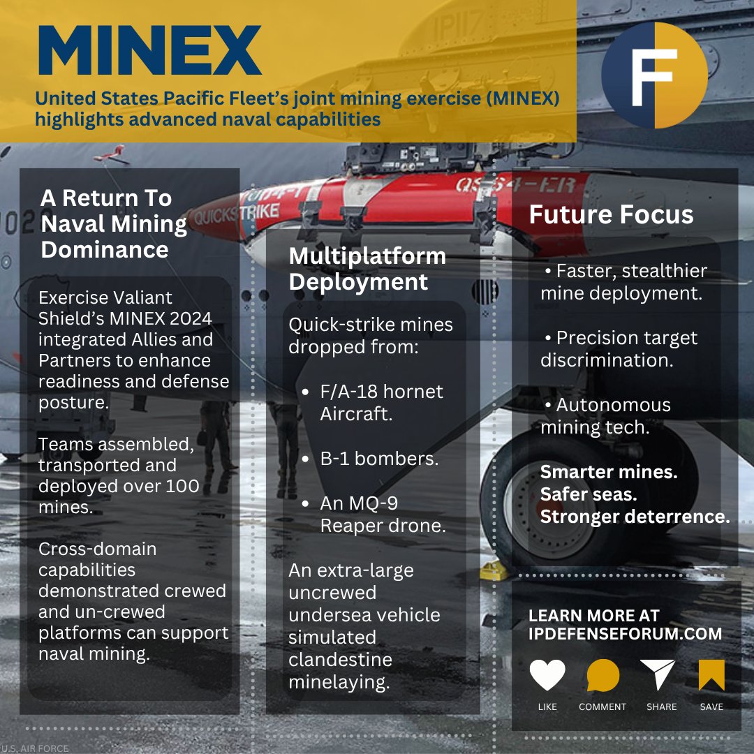 IPDefenseForum's tweet image. Strengthening maritime deterrence: United States MINEX operations in the Indo-Pacific showcase advanced naval mining capabilities, enhancing regional security and operational readiness. #MINEX

Learn more:
ipdefenseforum.com/2025/04/u-s-mi…
