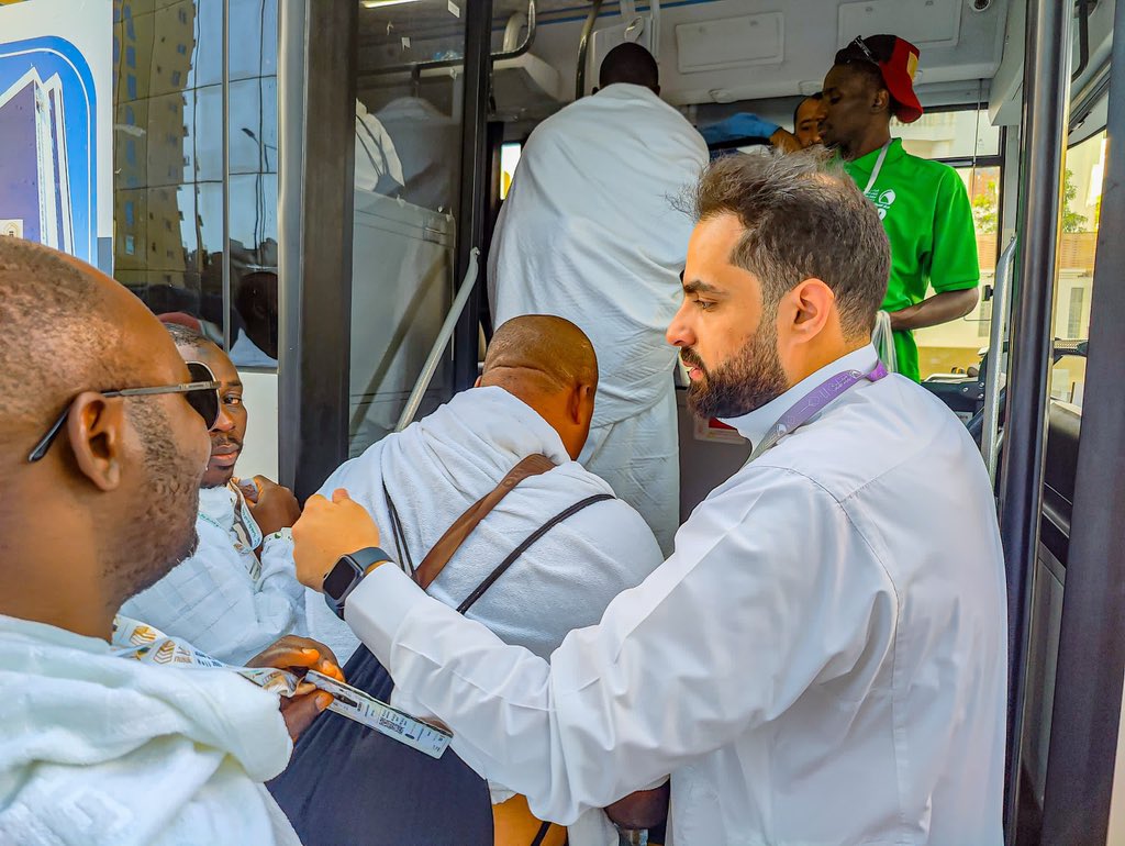 Movement of Nigerian Pilgrims from Makkah to Mina, as pilgrims go through Nusuk screening before boarding the buses