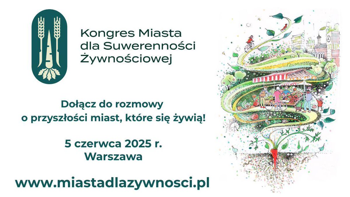 🏙️ Kongres Miasta dla Suwerenności Żywnościowej – transmisja na żywo będzie dostępna na naszym profilu na FB.  

👩‍🌾 Kongres to przestrzeń dla samorządów, rolników i rolniczek, ekspertów i ekspertek oraz działaczy i działaczek społecznych pracujących nad przyszłością lokalnych