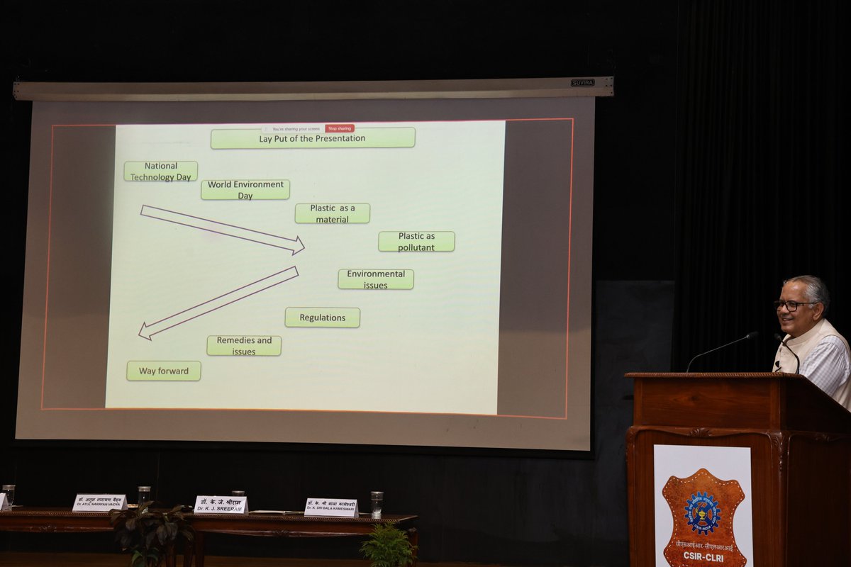 clriindia's tweet image. #nationaltechnologyday #WorldEnvironmentDay2025 @clriindia
Dr ATUL NARAYAN VAIDYA, VC, LIT University, Nagpur, graced the occasion as the Chief Guest &amp;amp; delivered a talk Beating Plastic Pollution: Environmental &amp;amp; Technological Perspective @CSIR_IND @DrNKalaiselvi @kjsreeram